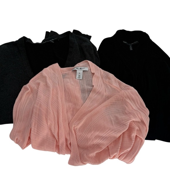 White House Black Market Cardigan Sweater Lot Of 3 Size Medium Black Gray Peach - Picture 1 of 10